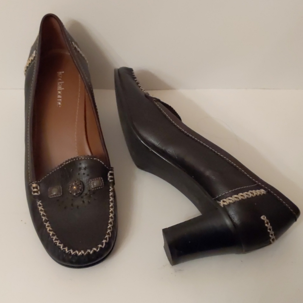 Liz Claiborne leather w top stitching heels-sz 6M